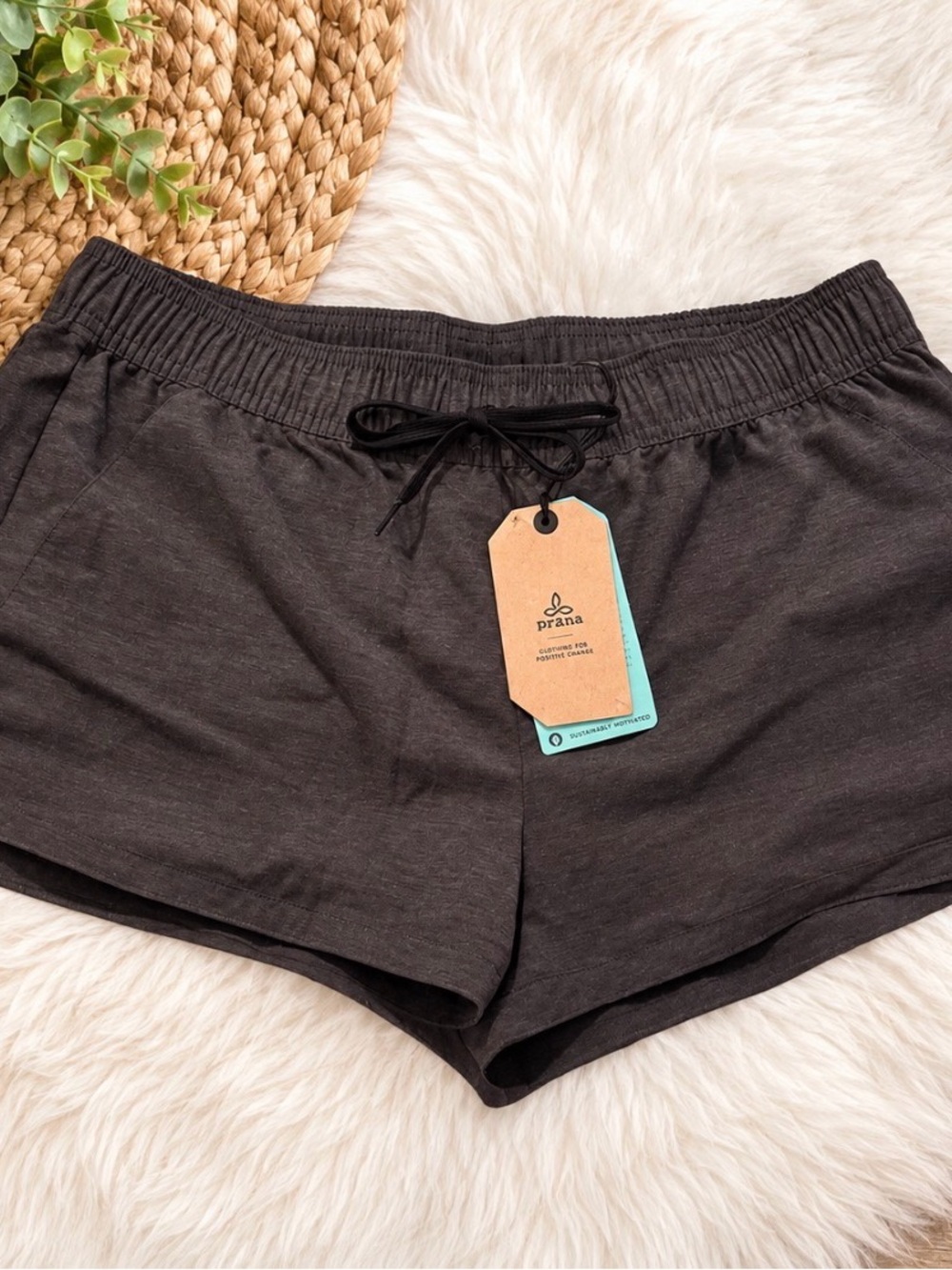 Prana Black Women's Elastic-Waist Athletic Shorts
